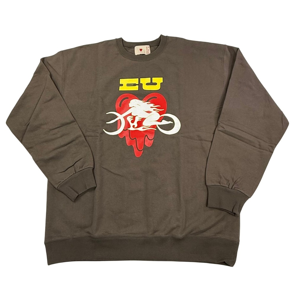 Emotionally Unavailable EU Melting Heart Biker Graphic Sweatshirt Brown XL Japan